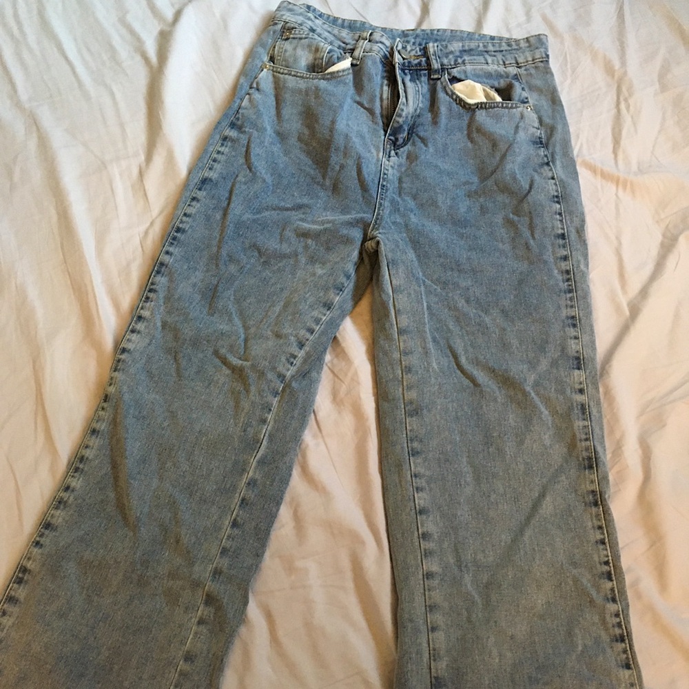 SHEIN Wide Leg Blue Jeans